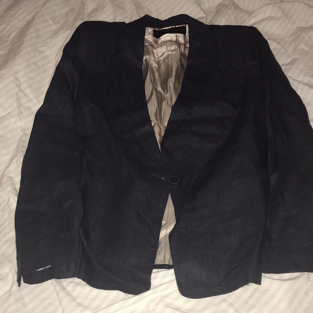 A Zara basic blazer dark navy blue.